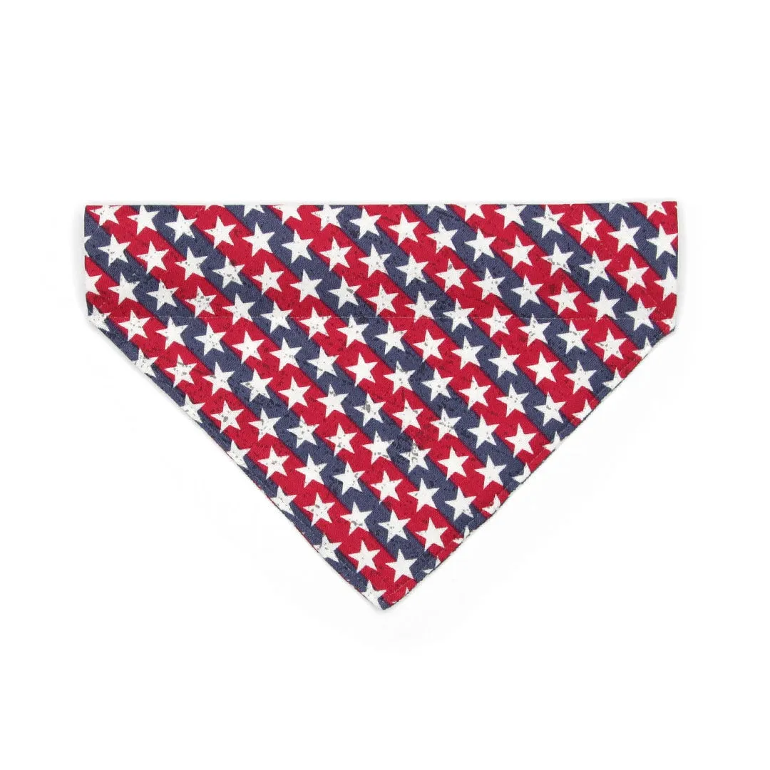 Patriotic Cat Bandana - "Americana" - Stars & Stripes Bandana for Cat   Small Dog / Independence Day / Slide-on Bandana / Over-the-Collar (One Size)