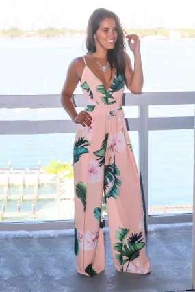 Peach Tropical Jumpsuit