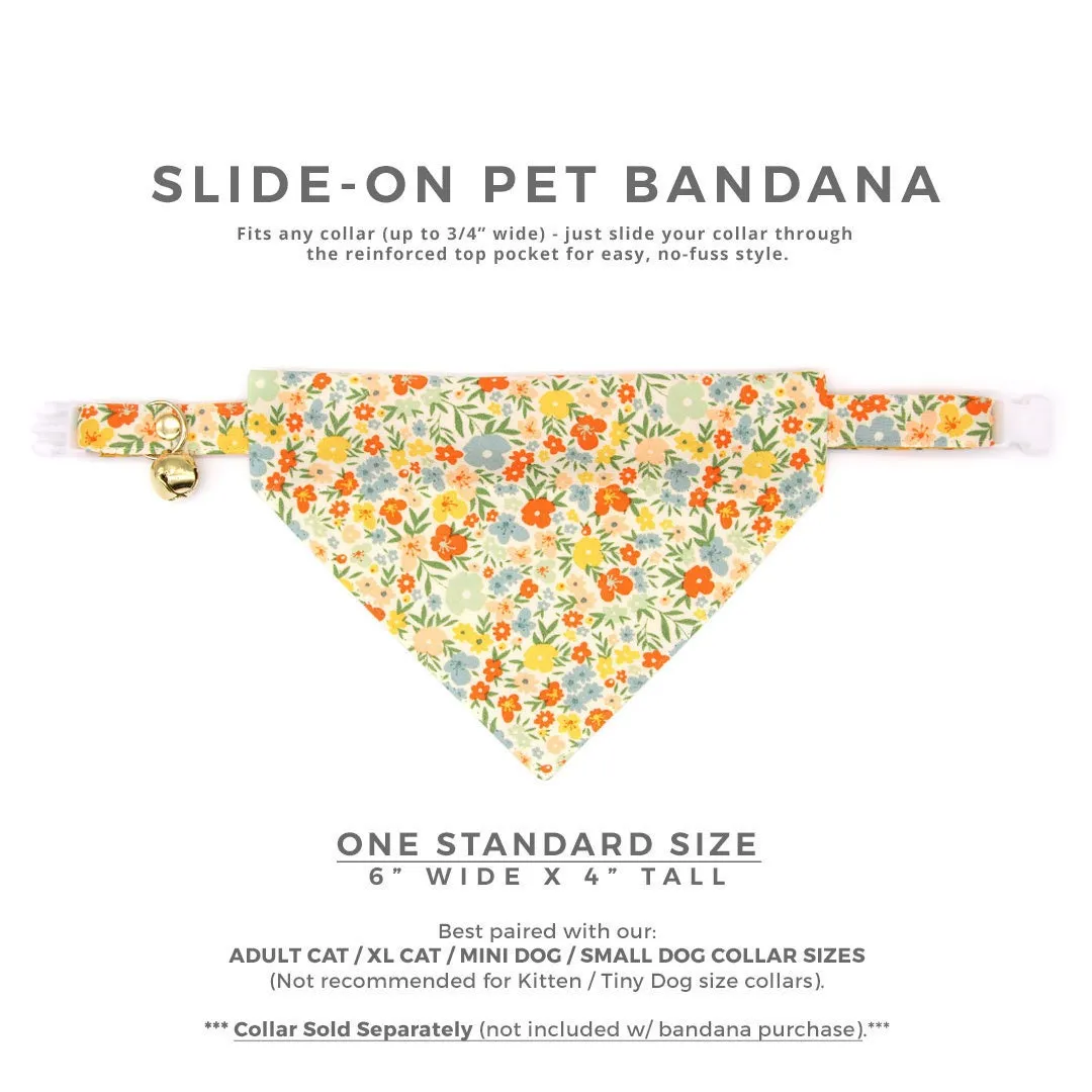 Pet Bandana - "Aurora" - Yellow Floral Bandana for Cat   Small Dog / Wedding, Spring, Fall / Slide-on Bandana / Over-the-Collar (One Size)