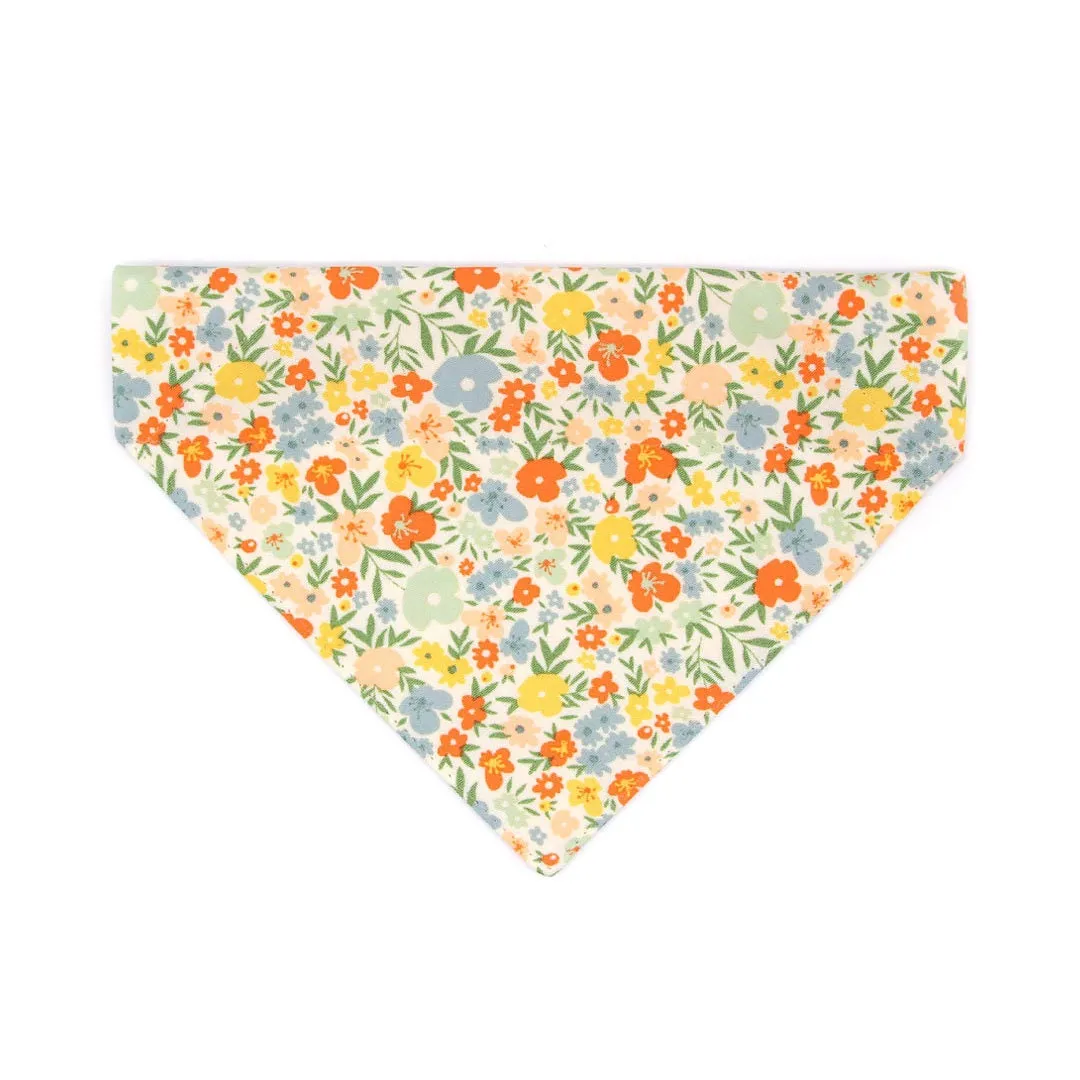 Pet Bandana - "Aurora" - Yellow Floral Bandana for Cat   Small Dog / Wedding, Spring, Fall / Slide-on Bandana / Over-the-Collar (One Size)