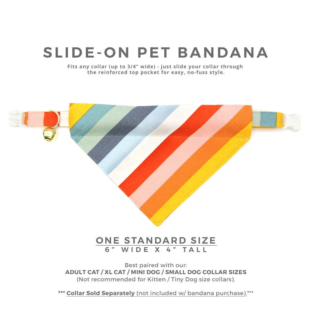 Pet Bandana - "Carousel" - Striped Rainbow Bandana for Cat   Small Dog / Summer, Birthday, LGBTQ / Slide-on Bandana / Over-the-Collar (One Size)