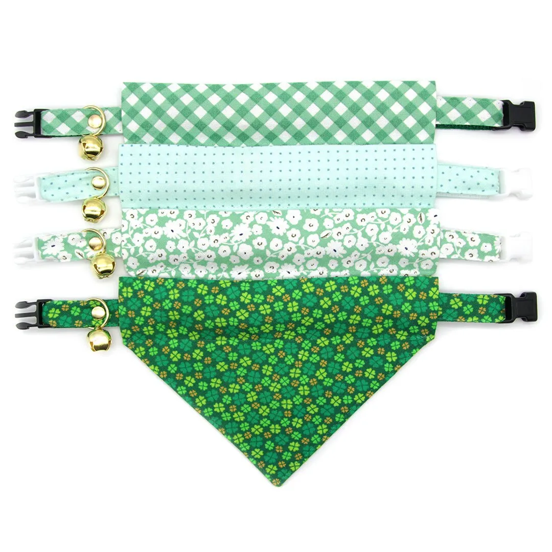 Pet Bandana - "Clover Leaf" - St. Patrick's Day Bandana for Cat   Small Dog / Shamrock, Green, Lucky, Irish / Slide-on Bandana / Over-the-Collar (One Size)