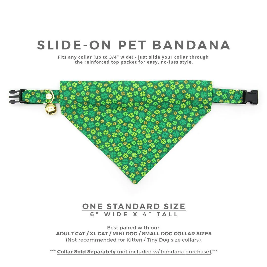 Pet Bandana - "Clover Leaf" - St. Patrick's Day Bandana for Cat   Small Dog / Shamrock, Green, Lucky, Irish / Slide-on Bandana / Over-the-Collar (One Size)