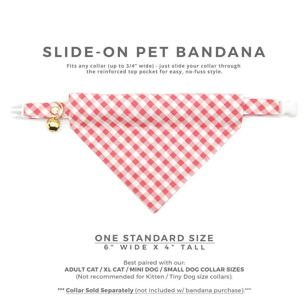 Pet Bandana - "Coquette" - Gingham Pink Bandana for Cat   Small Dog / Spring, Easter, Summer / Slide-on Bandana / Over-the-Collar (One Size)