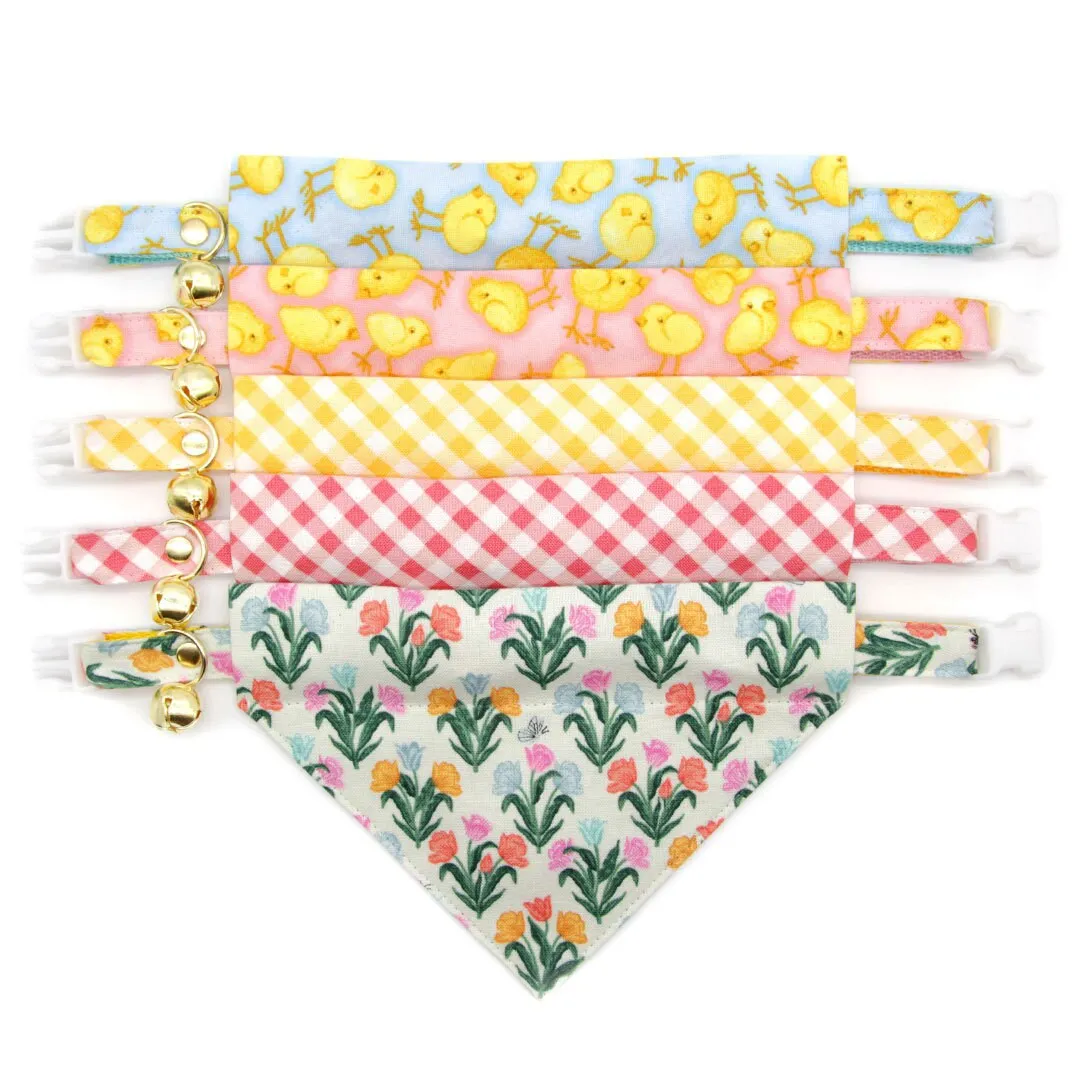 Pet Bandana - "Coquette" - Gingham Pink Bandana for Cat   Small Dog / Spring, Easter, Summer / Slide-on Bandana / Over-the-Collar (One Size)