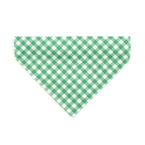 Pet Bandana - "Derby" - Gingham Green Bandana for Cat   Small Dog / Spring, St. Patrick's Day, Summer / Slide-on Bandana / Over-the-Collar (One Size)