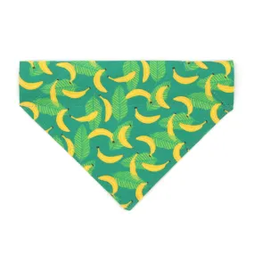 Pet Bandana - "Going Bananas - Green" - Tropical Fruit Bandana for Cat   Small Dog / Slide-on Bandana / Over-the-Collar (One Size)