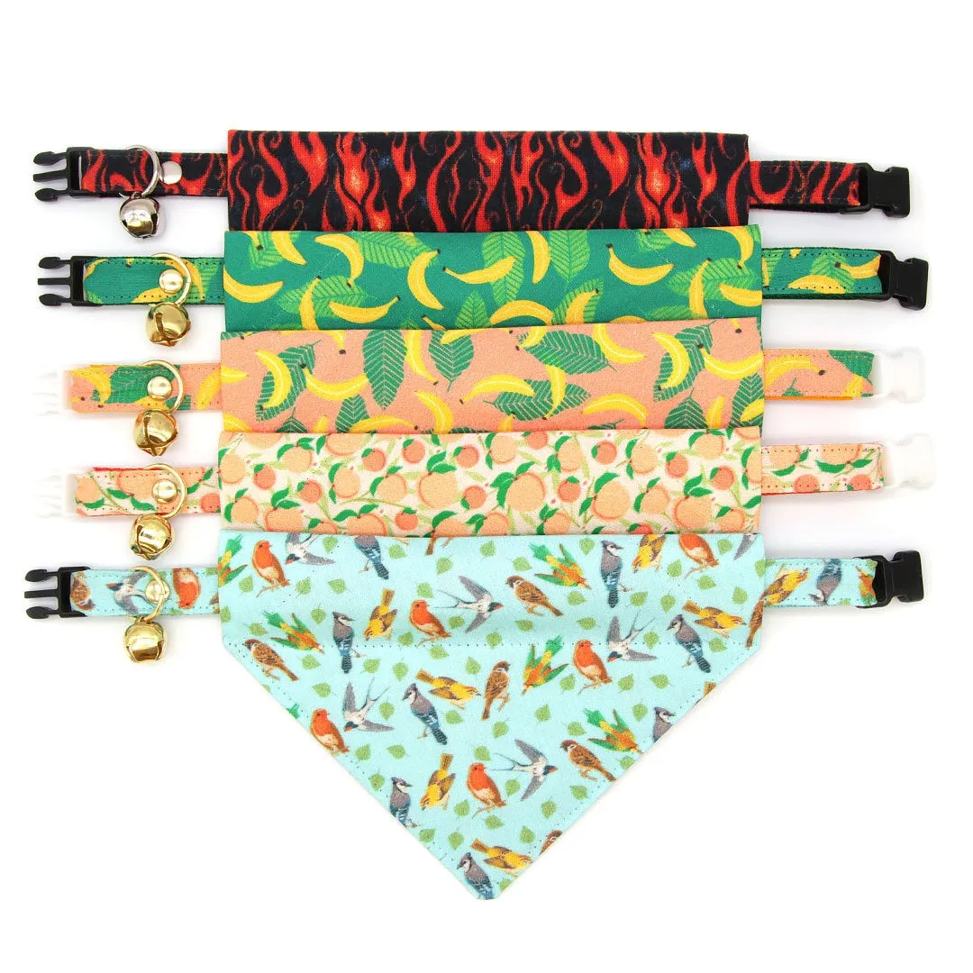 Pet Bandana - "Going Bananas - Green" - Tropical Fruit Bandana for Cat   Small Dog / Slide-on Bandana / Over-the-Collar (One Size)