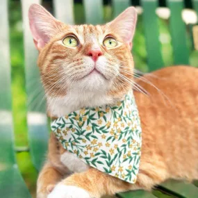 Pet Bandana - "Golden Vine" - Rifle Paper Co® Green Leaf Bandana for Cat   Small Dog / Slide-on Bandana / Over-the-Collar (One Size)