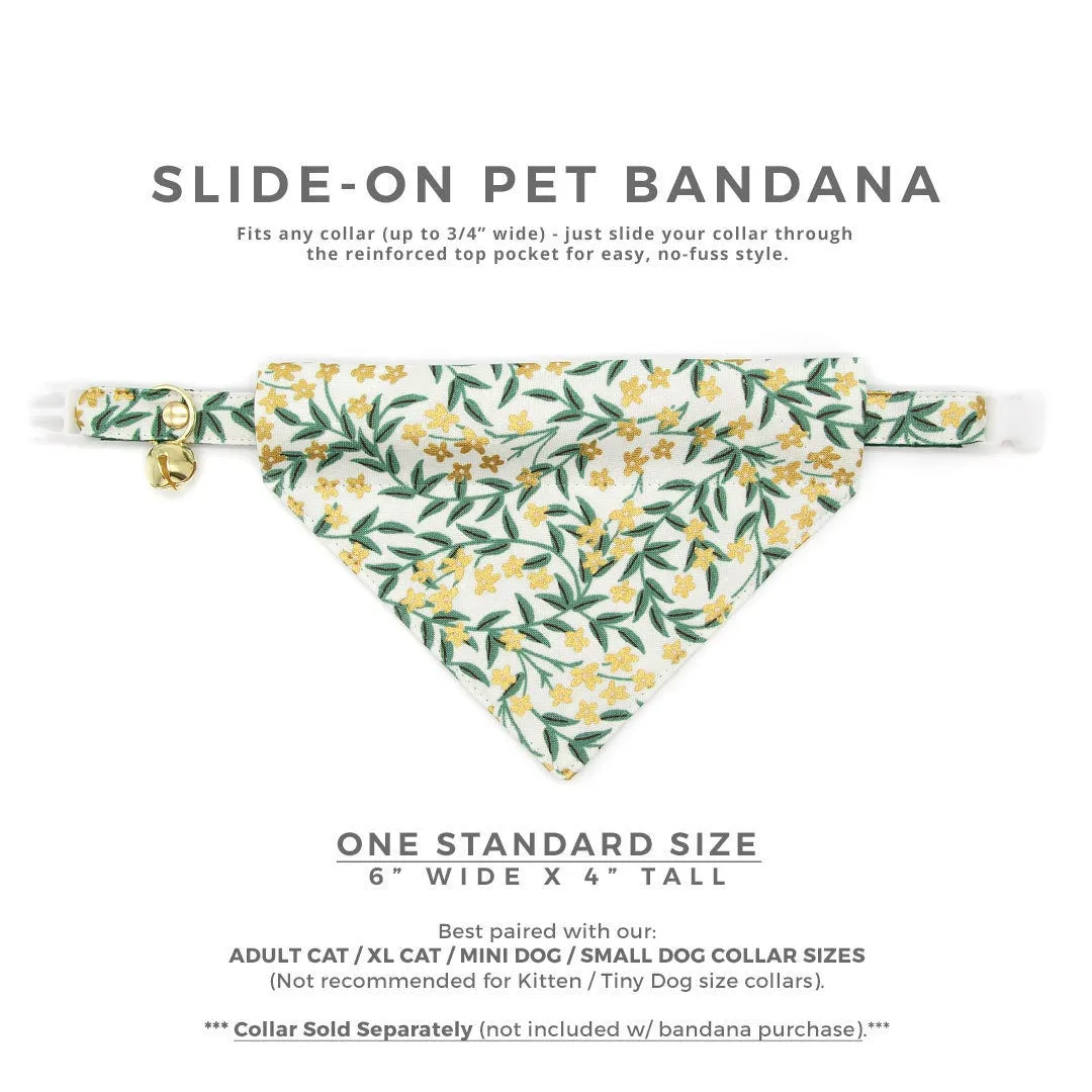 Pet Bandana - "Golden Vine" - Rifle Paper Co® Green Leaf Bandana for Cat   Small Dog / Slide-on Bandana / Over-the-Collar (One Size)