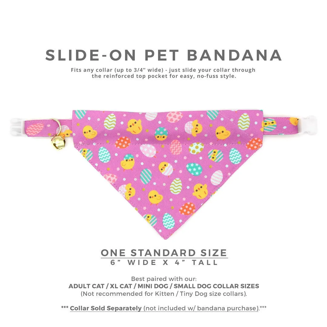 Pet Bandana - "Just Hatched" - Baby Chicks & Easter Eggs Bandana for Cat   Small Dog / Easter / Slide-on Bandana / Over-the-Collar (One Size)