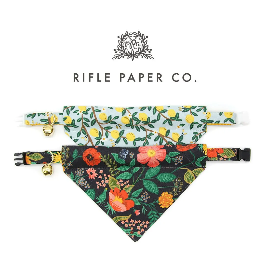 Pet Bandana - "Lemon Drops" - Rifle Paper Co® Light Blue & Lemon Bandana for Cat   Small Dog / Spring   Summer / Slide-on Bandana / Over-the-Collar (One Size)