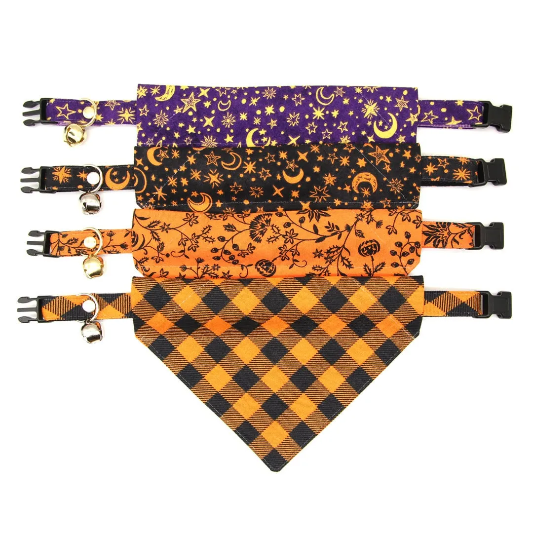 Pet Bandana - "Moonlight - Purple" - Stars & Moon Bandana for Cat   Small Dog / Magical, Fantasy, Zodiac, Celestial / Slide-on Bandana / Over-the-Collar (One Size)