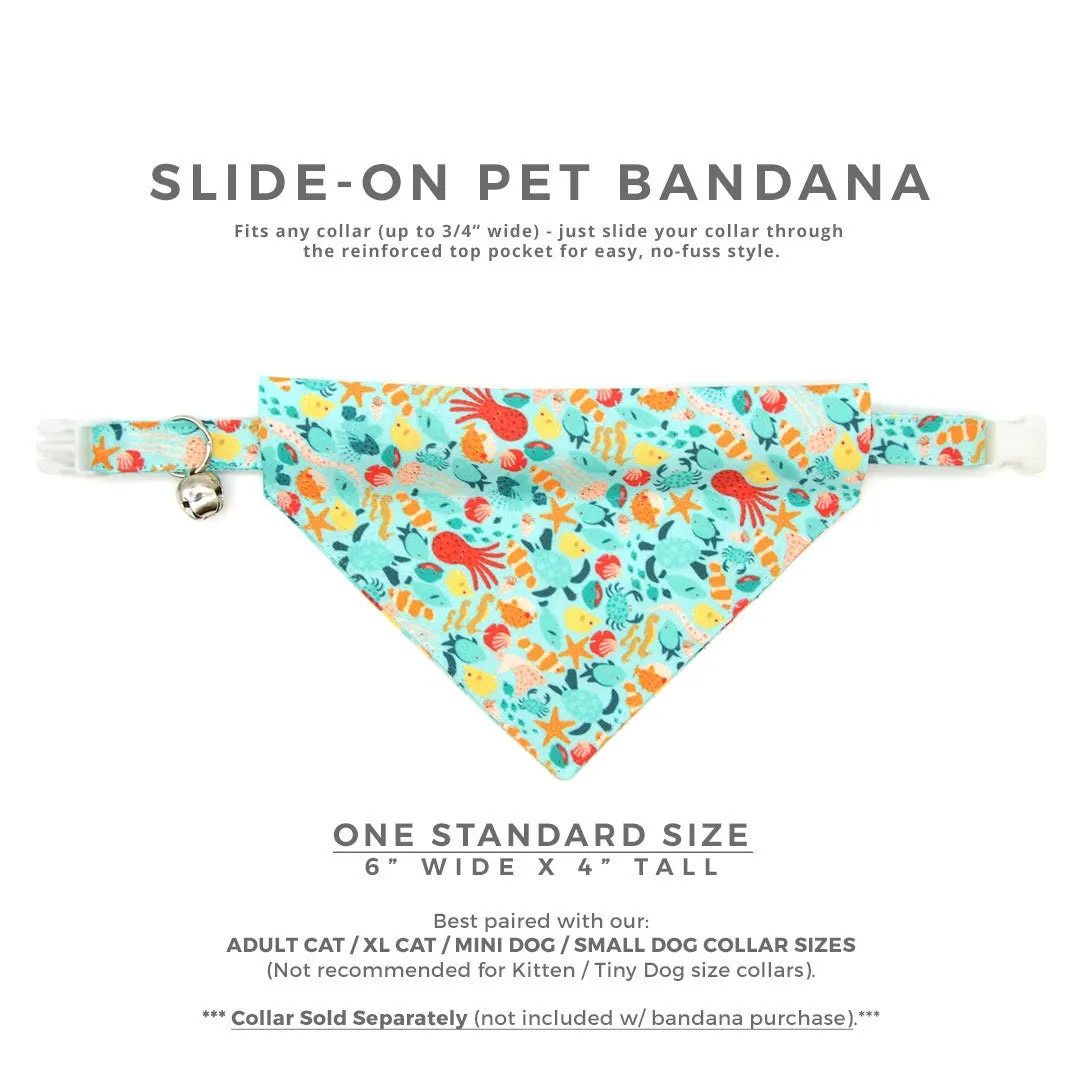 Pet Bandana - "Ocean Life" - Aquatic Fish Bandana for Cat   Small Dog / Summer, Beach, Sea, Marine / Slide-on Bandana / Over-the-Collar (One Size)