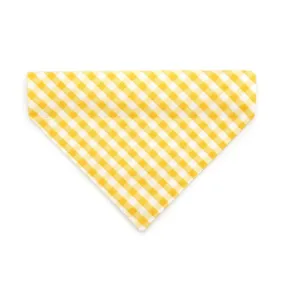 Pet Bandana - "Picnic" - Gingham Yellow Bandana for Cat   Small Dog / Spring, Easter, Summer / Slide-on Bandana / Over-the-Collar (One Size)