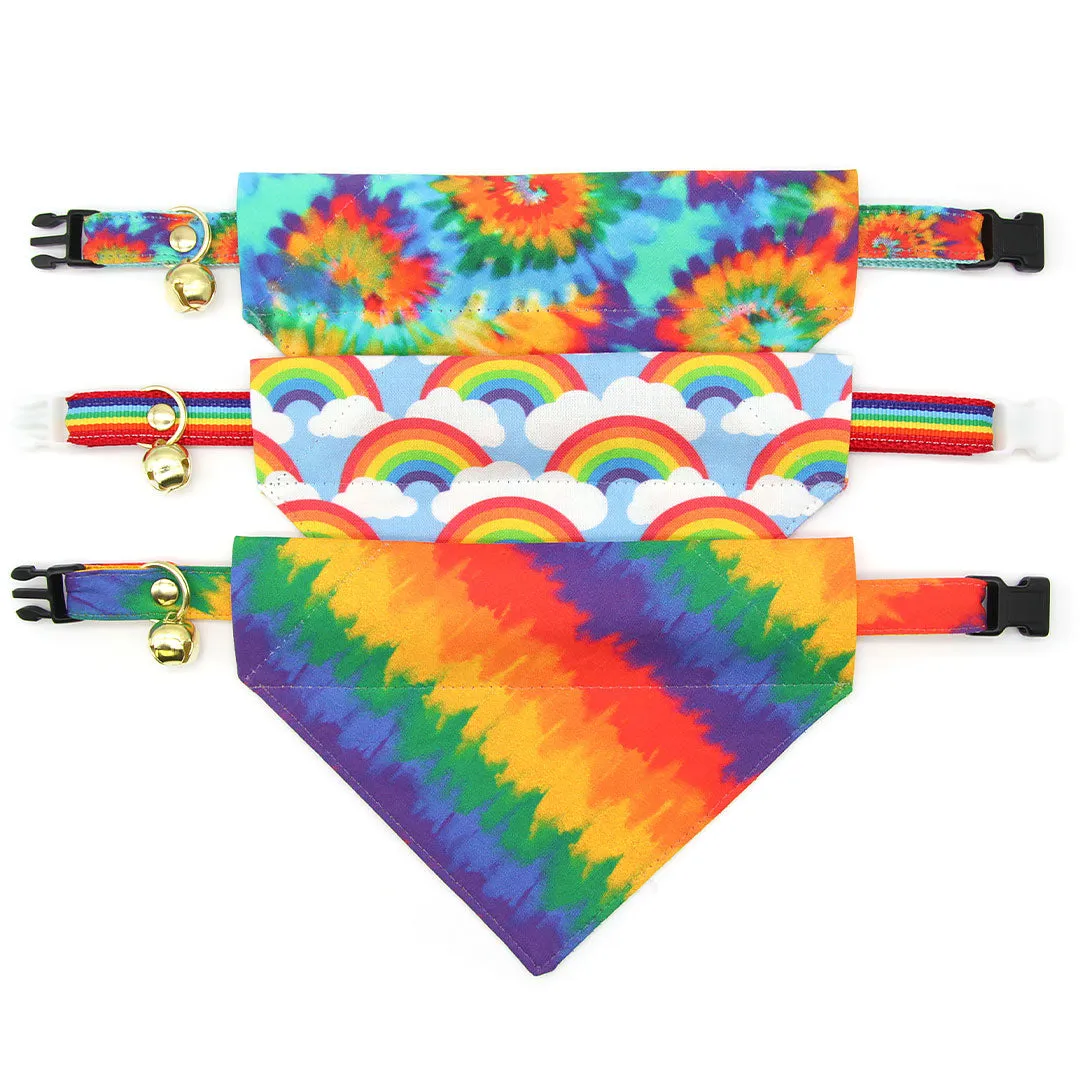 Pet Bandana - "Rainbow Magic" - 80s Retro Bandana for Cat   Small Dog / Birthday / LGBTQ Pride / Slide-on Bandana / Over-the-Collar (One Size)