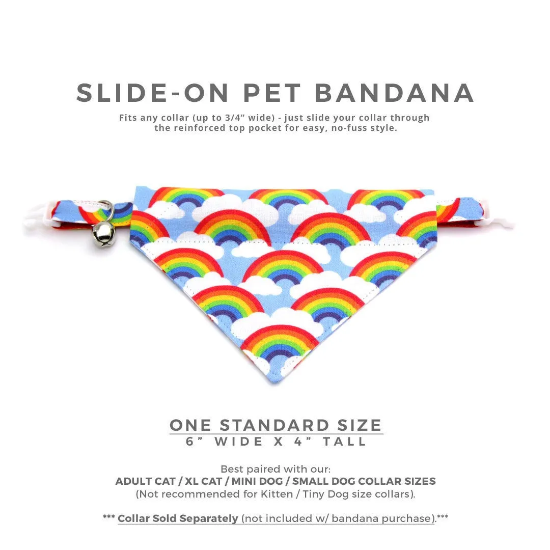 Pet Bandana - "Rainbow Magic" - 80s Retro Bandana for Cat   Small Dog / Birthday / LGBTQ Pride / Slide-on Bandana / Over-the-Collar (One Size)