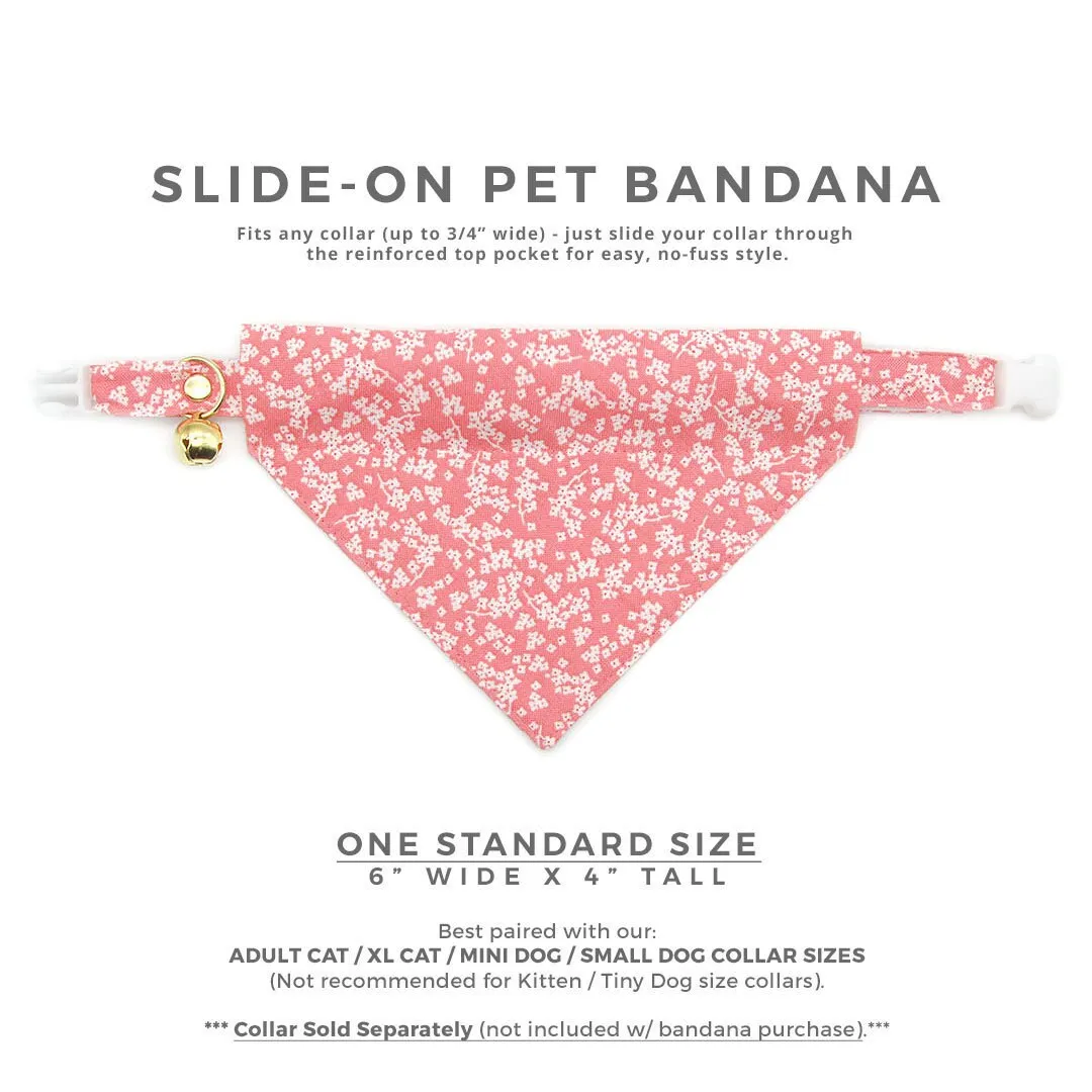 Pet Bandana - "Sakura" - Cherry Blossom Pink Bandana for Cat   Small Dog / Spring, Easter, Floral / Slide-on Bandana / Over-the-Collar (One Size)