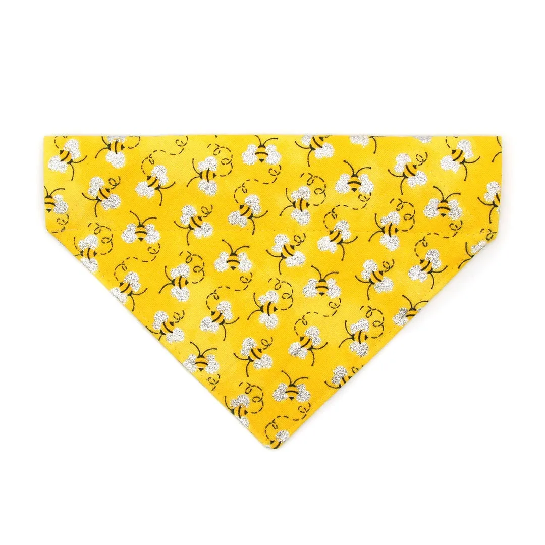 Pet Bandana - "Show Me The Honey" - Yellow Bee Bandana for Cat   Small Dog / Spring   Summer / Slide-on Bandana / Over-the-Collar (One Size)