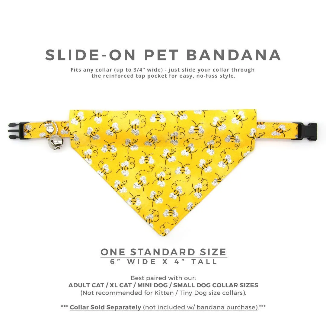 Pet Bandana - "Show Me The Honey" - Yellow Bee Bandana for Cat   Small Dog / Spring   Summer / Slide-on Bandana / Over-the-Collar (One Size)