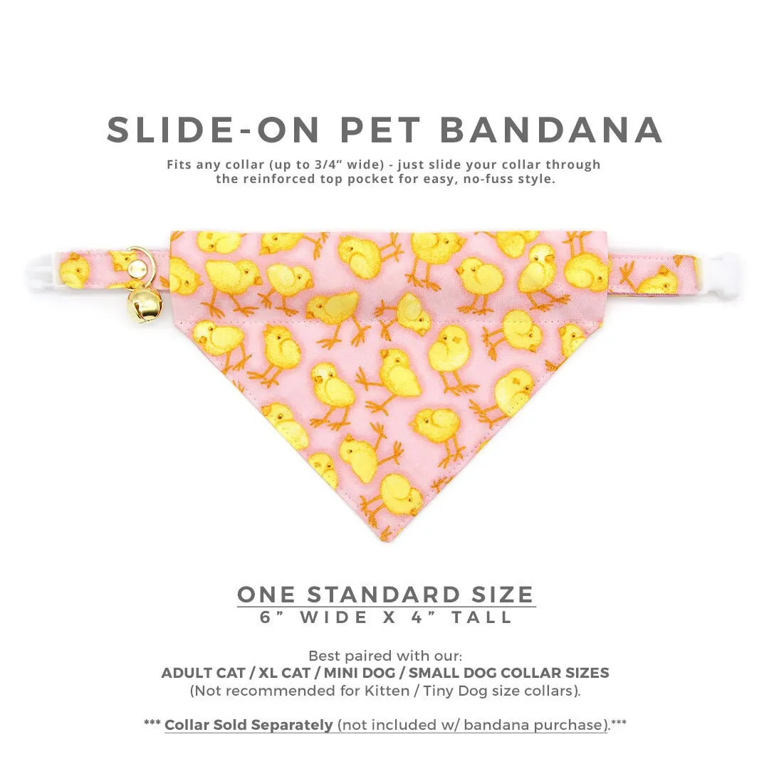 Pet Bandana - "Spring Chicks - Pink" - Easter Pink Bandana for Cat   Small Dog / Spring, Baby Chick / Slide-on Bandana / Over-the-Collar (One Size)