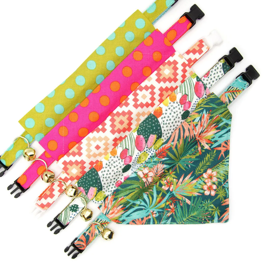 Pet Bandana - "Tropicalia" - Palm Tree Tropical Bandana for Cat   Small Dog / Slide-on Bandana / Over-the-Collar (One Size)