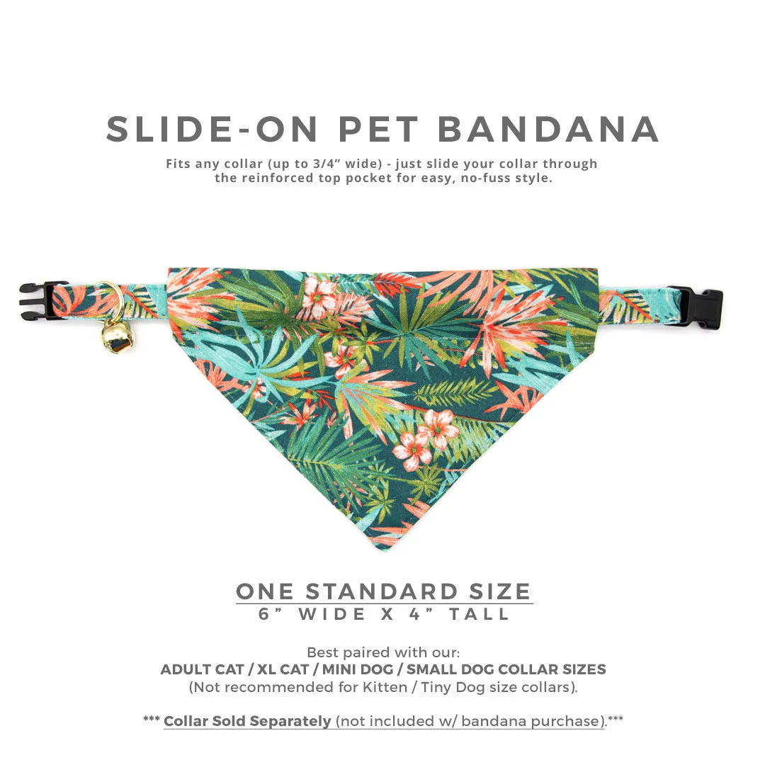 Pet Bandana - "Tropicalia" - Palm Tree Tropical Bandana for Cat   Small Dog / Slide-on Bandana / Over-the-Collar (One Size)