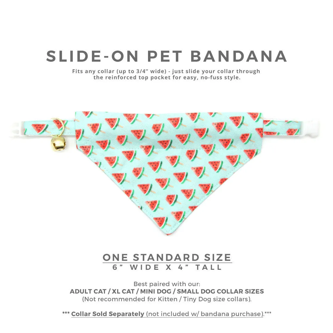 Pet Bandana - "Watermelon Pops" - Fruit Bandana for Cat   Small Dog / Food, Popsicle, Summer, Fun / Slide-on Bandana / Over-the-Collar