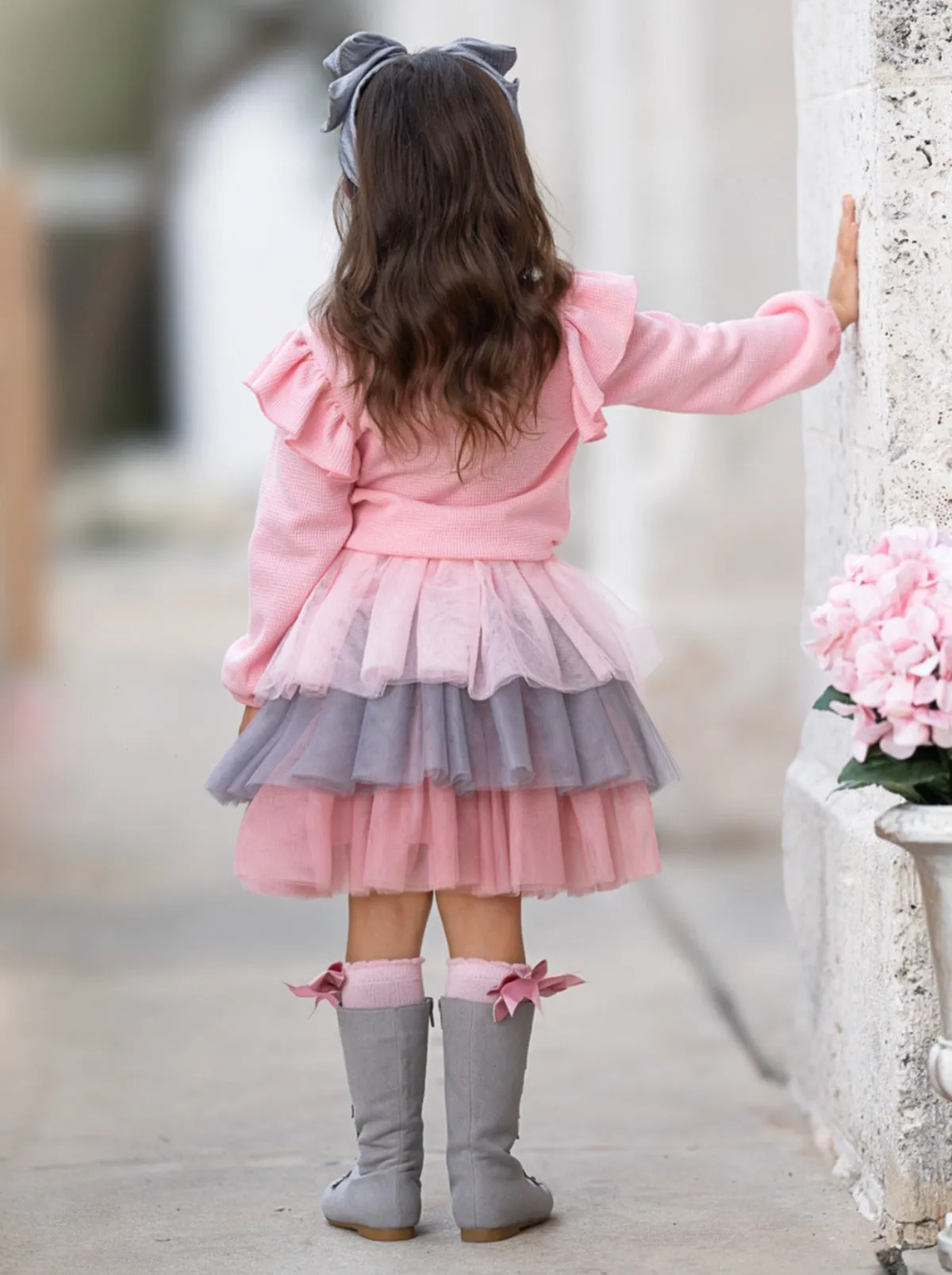 Pink Ruffle Top and Layered Tutu Skirt Set