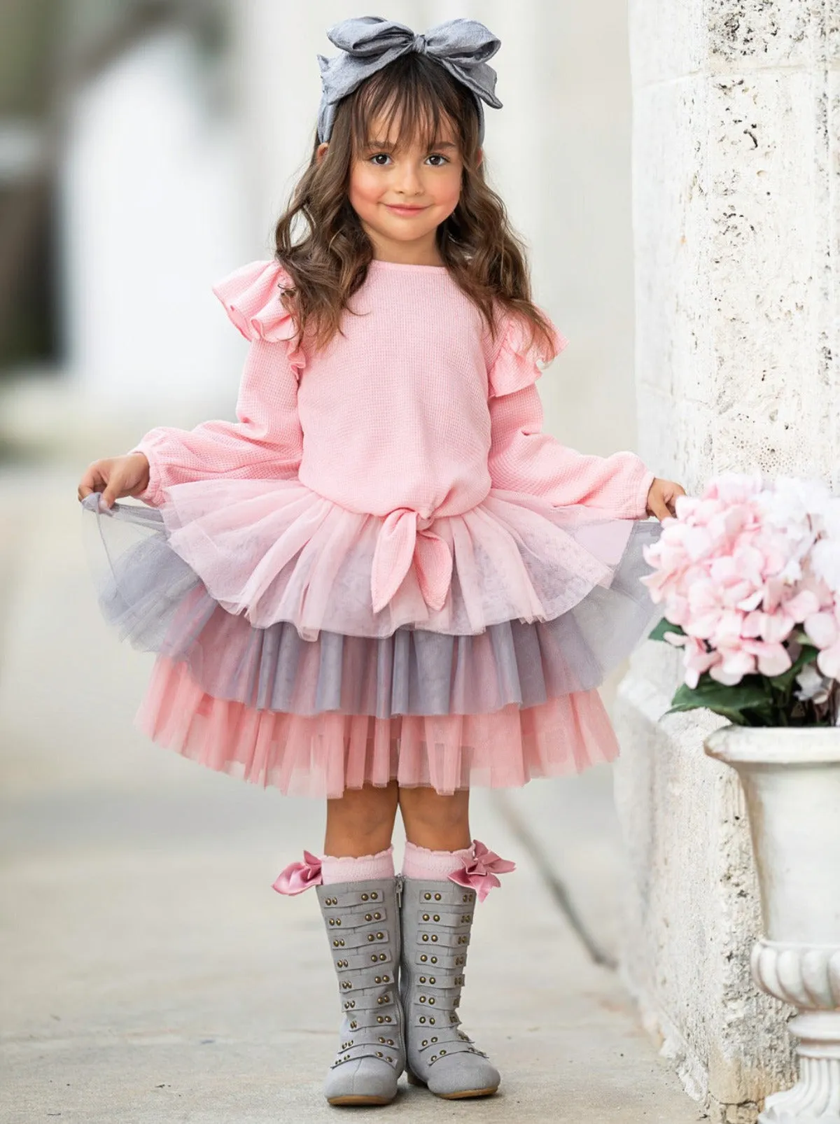 Pink Ruffle Top and Layered Tutu Skirt Set