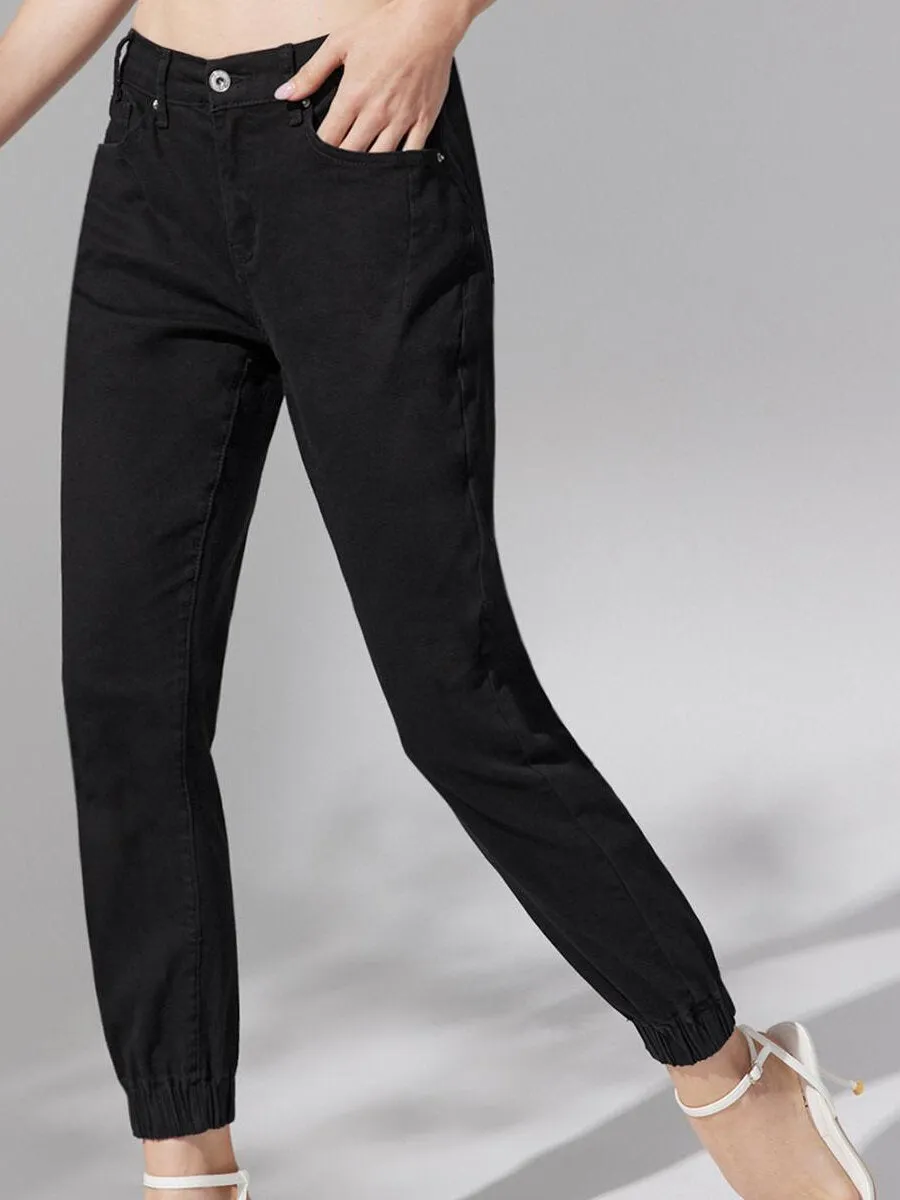 Plain Pocket Buttton Front Pencil Jeans