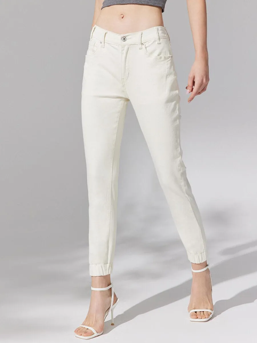 Plain Pocket Buttton Front Pencil Jeans