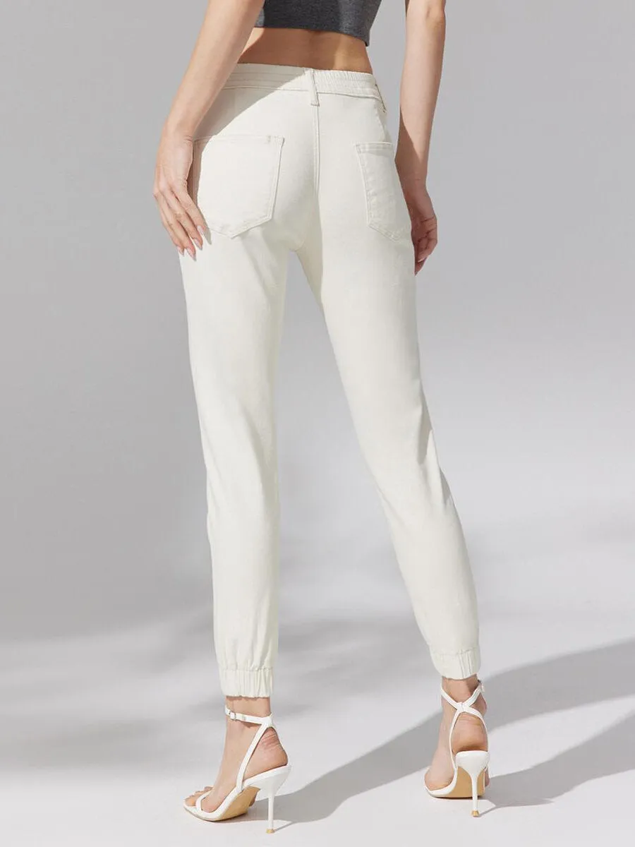 Plain Pocket Buttton Front Pencil Jeans