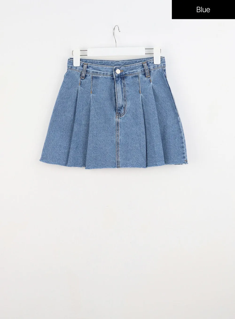 Pleated Denim Mini Skirt IU313