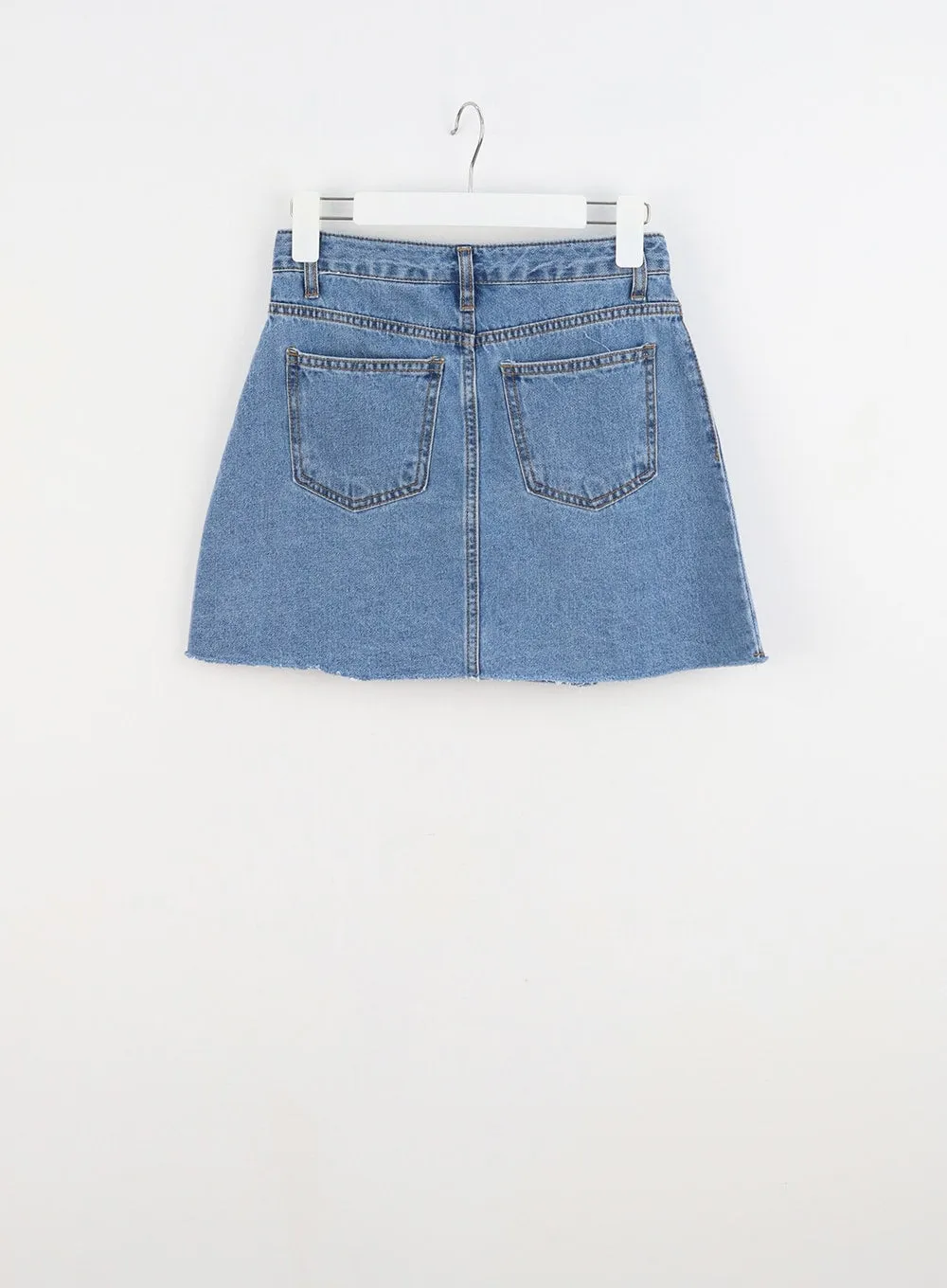 Pleated Denim Mini Skirt IU313