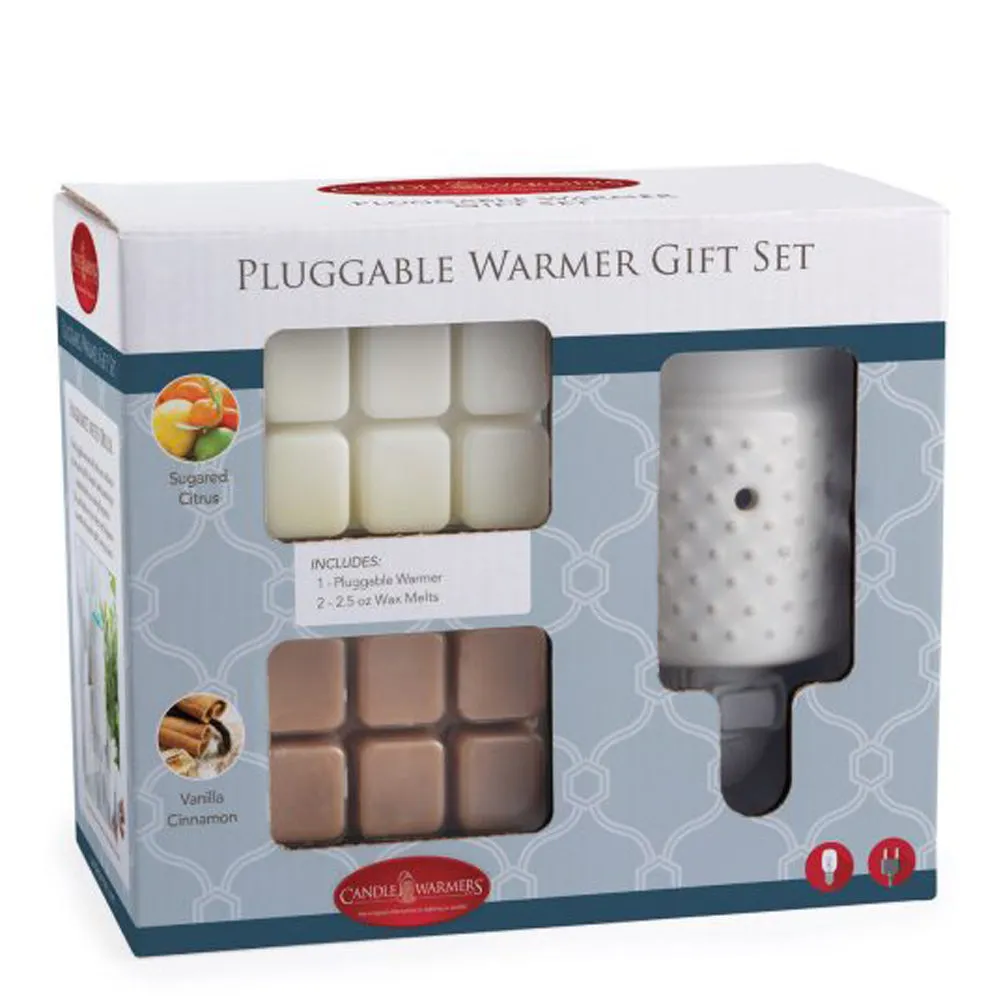 Pluggable White Hibnail w/ 2 Wax Melt Gift Set by Candle Warmers