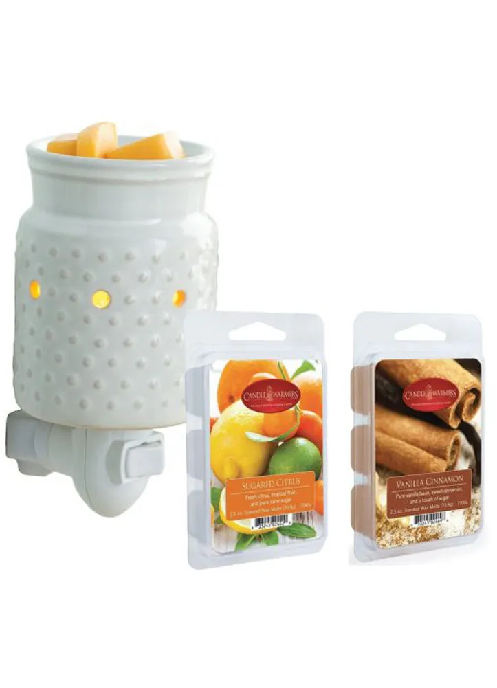 Pluggable White Hibnail w/ 2 Wax Melt Gift Set by Candle Warmers