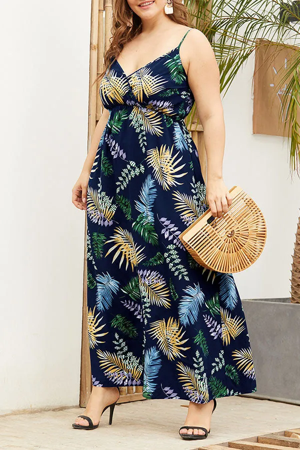 Plus Size Printed Sleeveless Maxi Dress