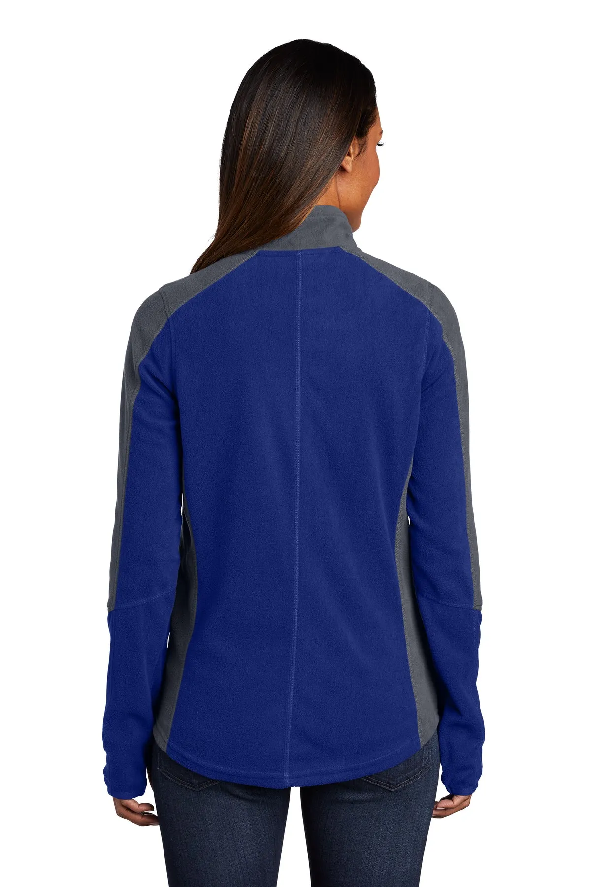 Port Authority Ladies Colorblock MicroFleece Customized Jackets, Patriot Blue/ Battleship Grey