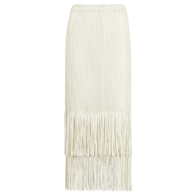 Pre Order:  Pleated Tassel Hem Skirt