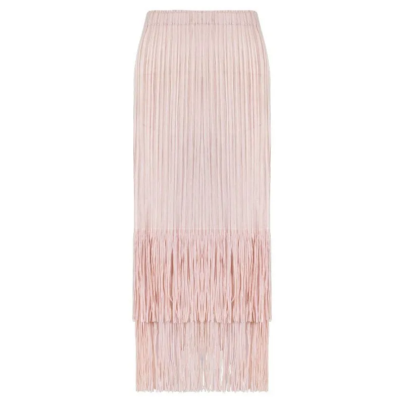 Pre Order:  Pleated Tassel Hem Skirt