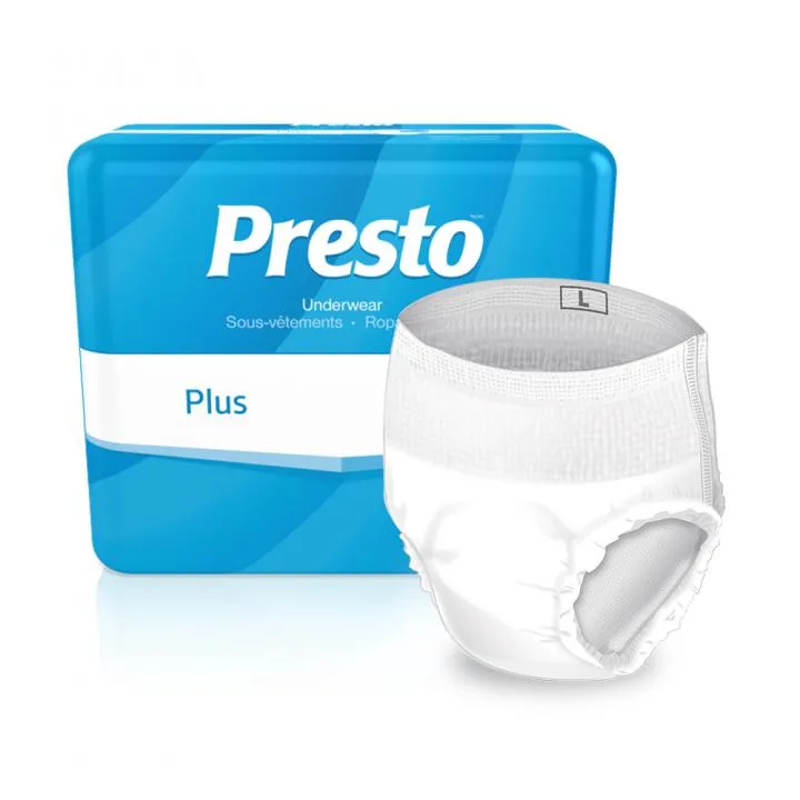 Presto® Plus Incontinence Underwear, Adult, Pull-Ups, Classic Plus, Medium, 32'' to 44'' White