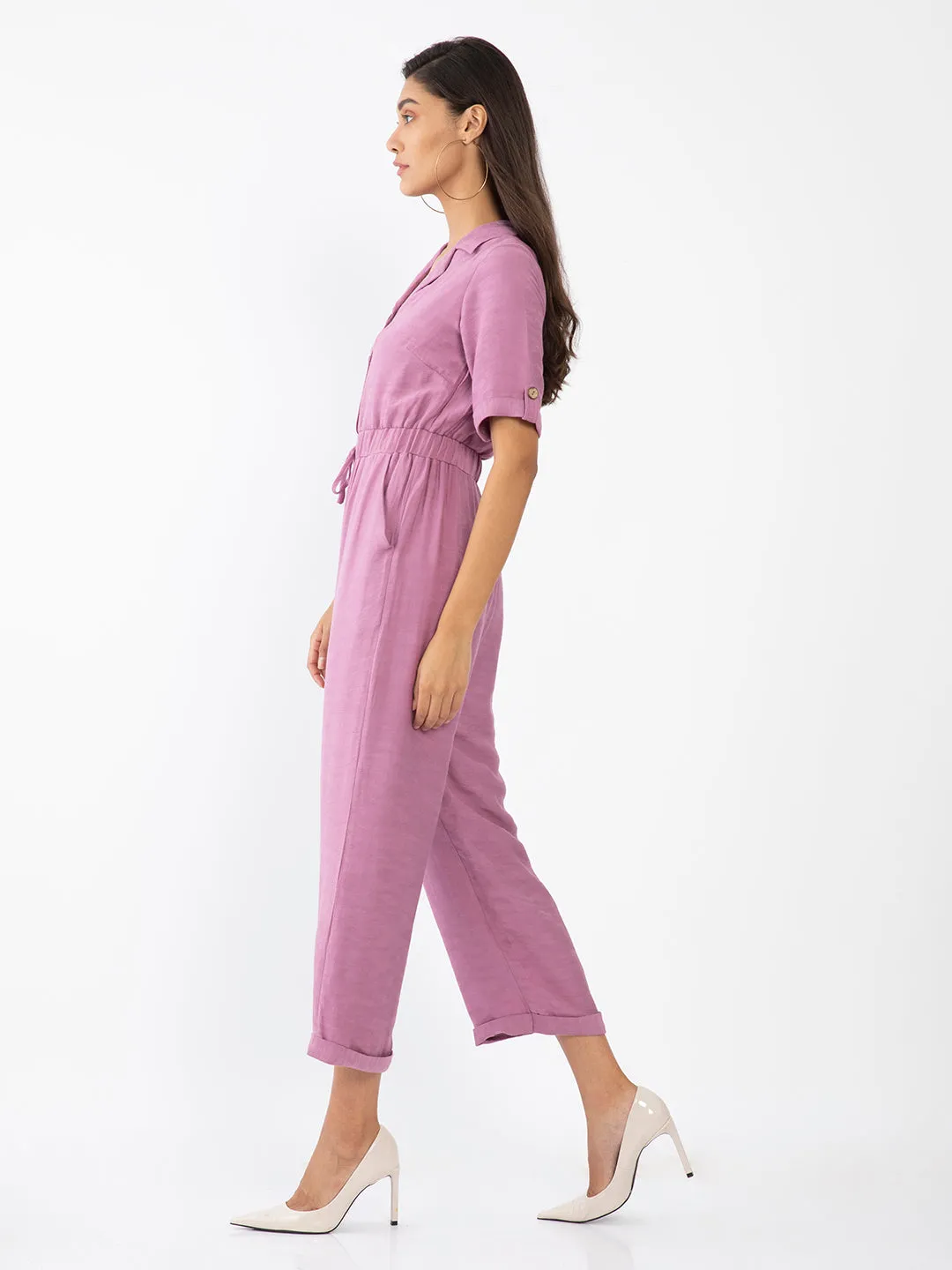 Purple Solid Jumpsuit