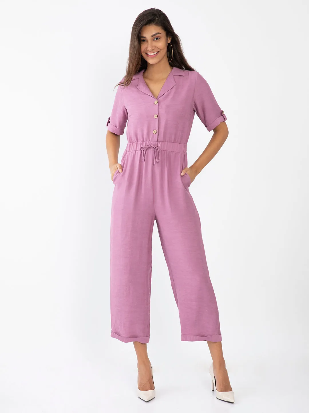 Purple Solid Jumpsuit