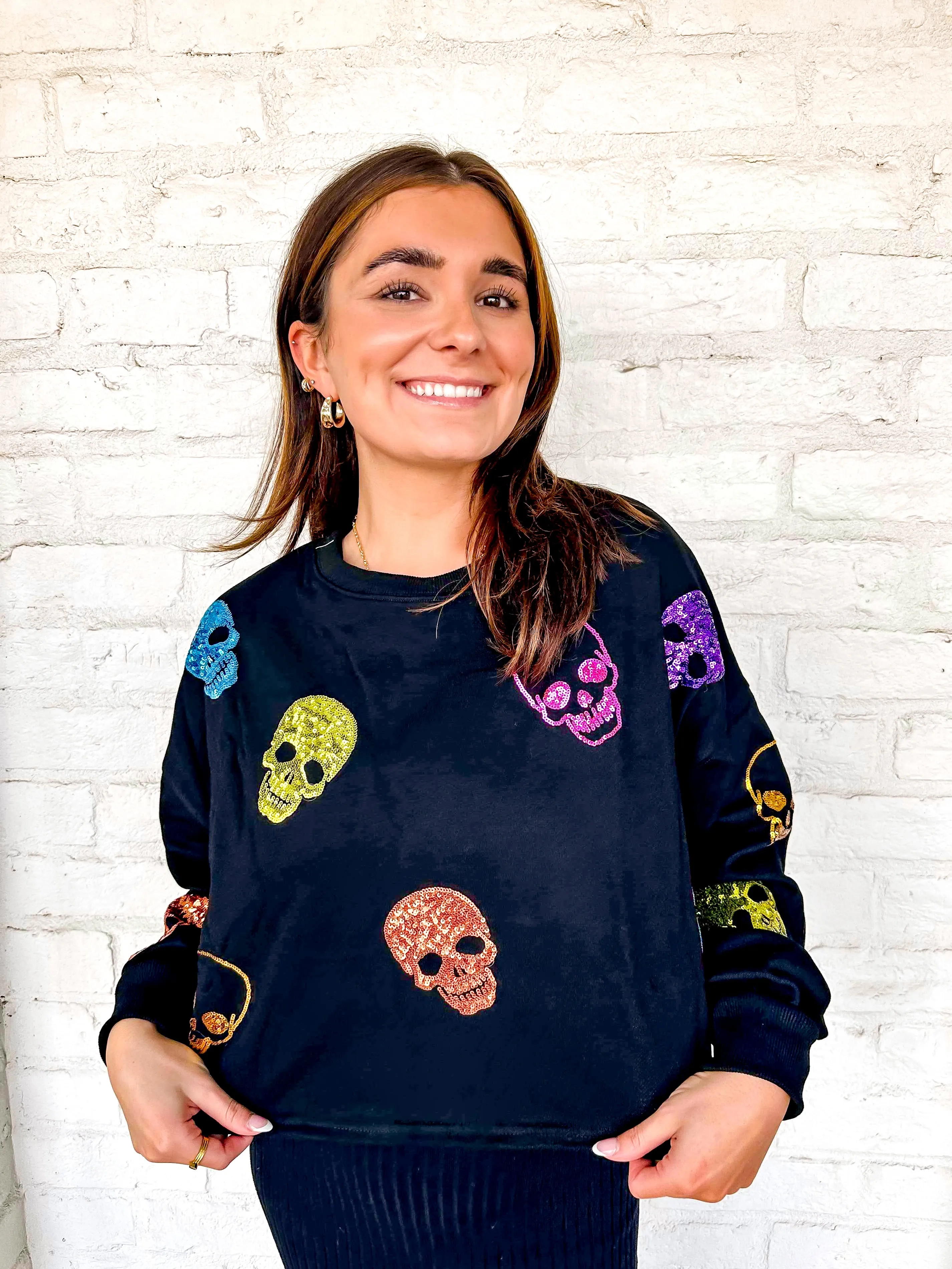 Queen Of Multi Skeleton Sweater Black