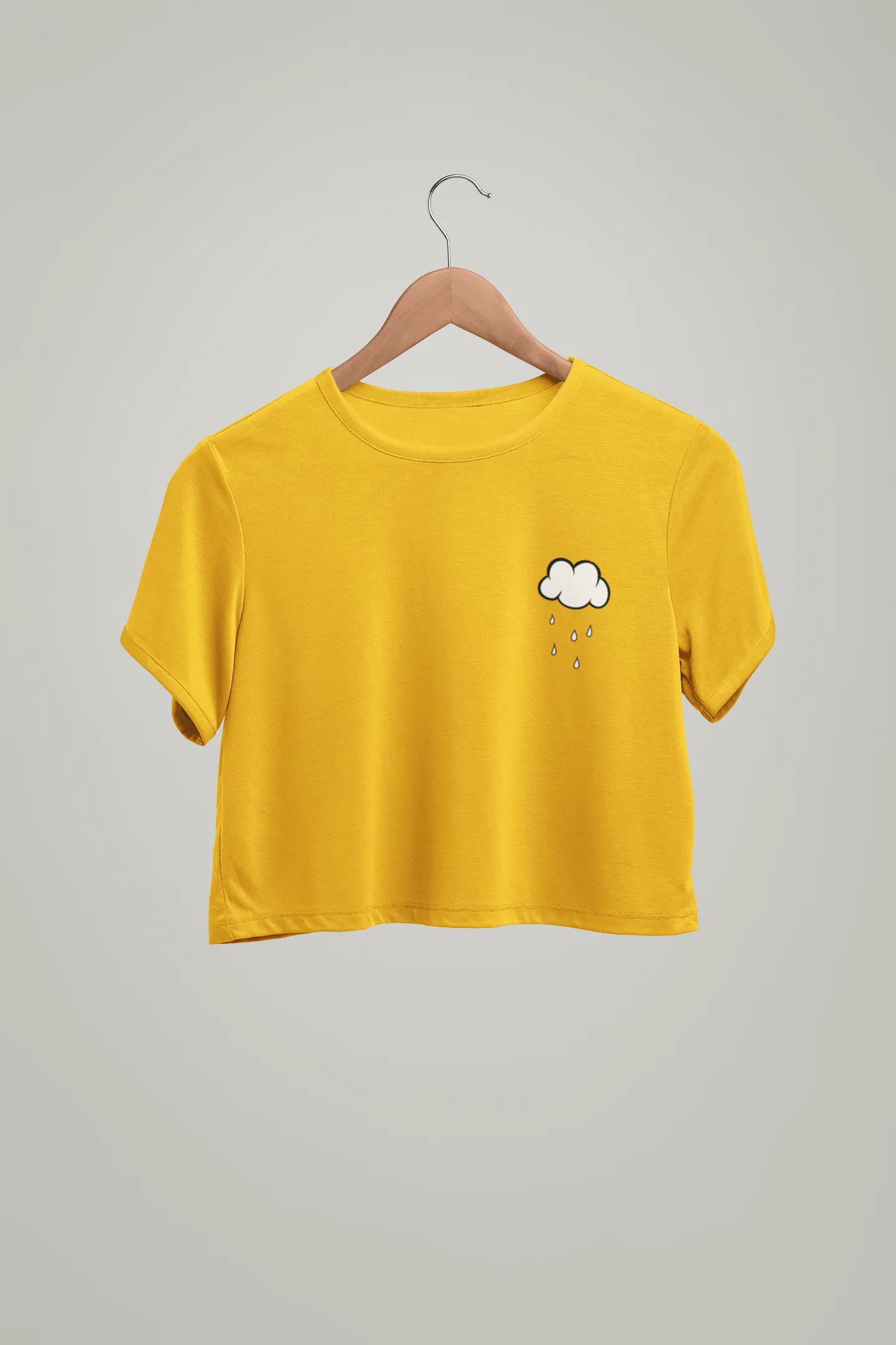 " CLOUDS AND RAINS " Half-sleeve Pocket Design Crop Top's