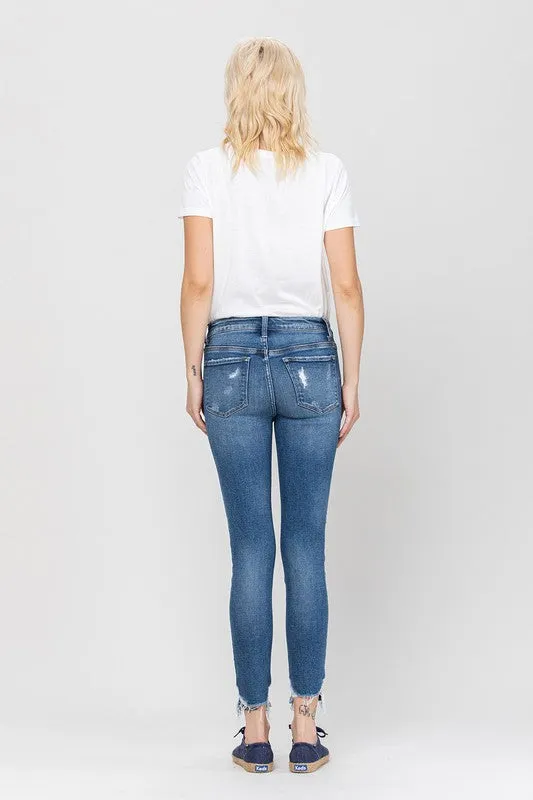 Raena High Rise Ankle Skinny Hem Detail