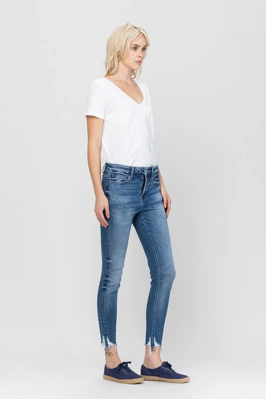 Raena High Rise Ankle Skinny Hem Detail