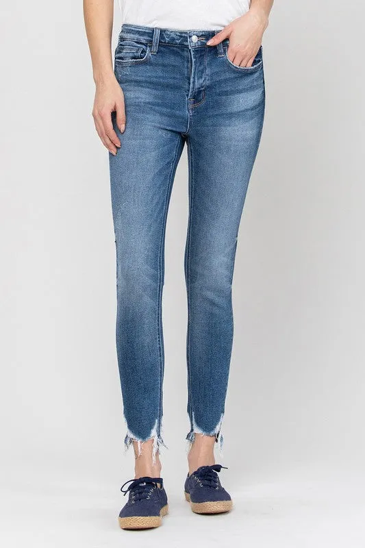 Raena High Rise Ankle Skinny Hem Detail