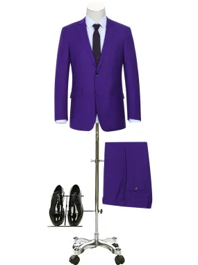 Renoir Purple Men's Slim-Fit Suit Single Breasted Flat Front Pants